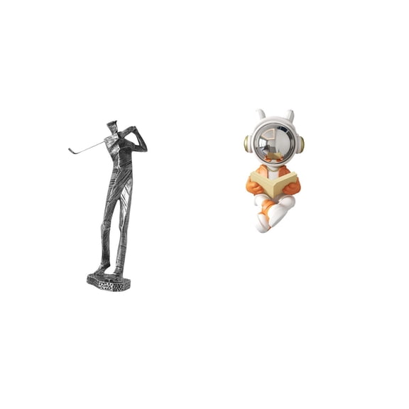 Golfing Figurine Astronaut Statue Modern Sculpture Resin Material for Home Office Shelf Decoration