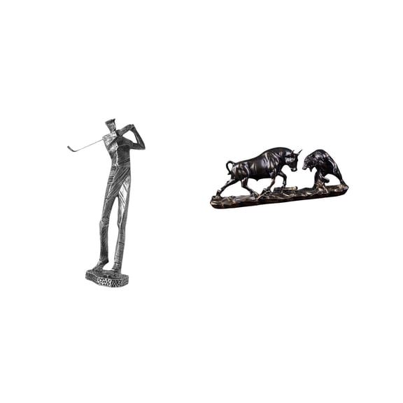 Golfing Figurine Bull Sculpture Resin Statue Modern Design for Collector Home Office Decor Gift Display