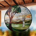 thumbnail image 1 of Golfing Glass Suncatcher, Golf Course Window Hanging Decor, 6.3 in, 1 of 3