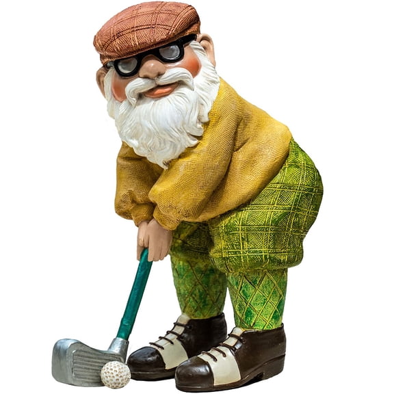 Golfing Gnome Statue, Dwarf Garden Decoration Resin Crafts for Outdoor Lawn Yard Patio, 12cm Tall Garden Ornament Gift