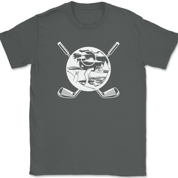 Golfing Life T-Shirt Funny Hobby Putt Ball Club Landscape Gift Graphic Tee - Charcoal, M