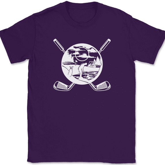 Golfing Life T-Shirt Funny Hobby Putt Ball Club Landscape Gift Graphic Tee - Purple, S