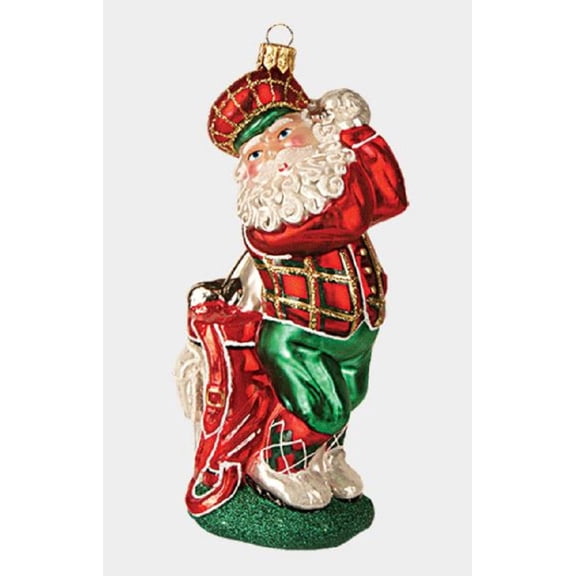 Golfing Santa Claus Polish Glass Christmas Tree Ornament Sports Golf Decoration