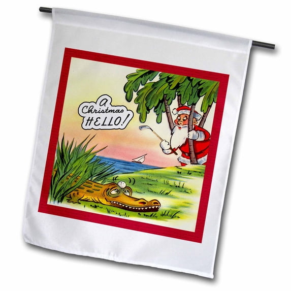 3dRose, Golfing Santa Will Need a Mulligan From This Alligator, 12 x 18 inch Garden Flag