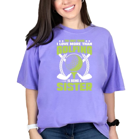 Golfing Sister Graphic Tee for Sports Lovers, Violet Comfort Colors T-Shirt, Small