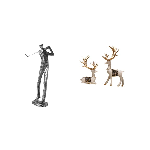 Golfing Statue Modern Sculpture Ornament Deer Resin Material for Golfer Garden Shelf Decoration