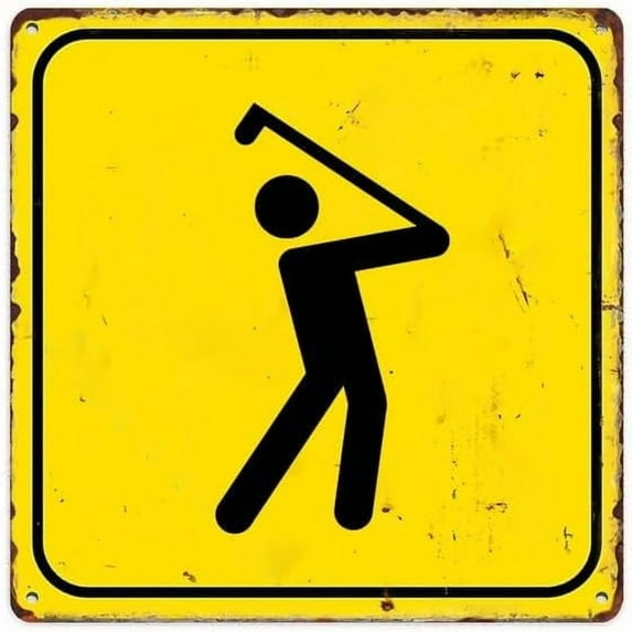 Golfing Symbol Funny Vintage Decor For Home Bar Room Diner Garage Kitchen, Square Sign 12X12 Inches