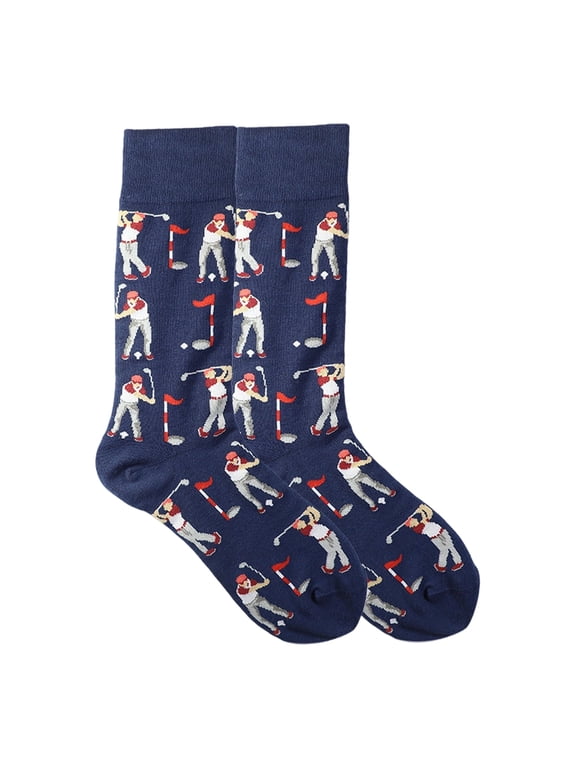 Golfing Theme Middle Tube Socks Moisture Wicking Fabric Lightweight Support Cotton Middle Calf Socks for Men Women