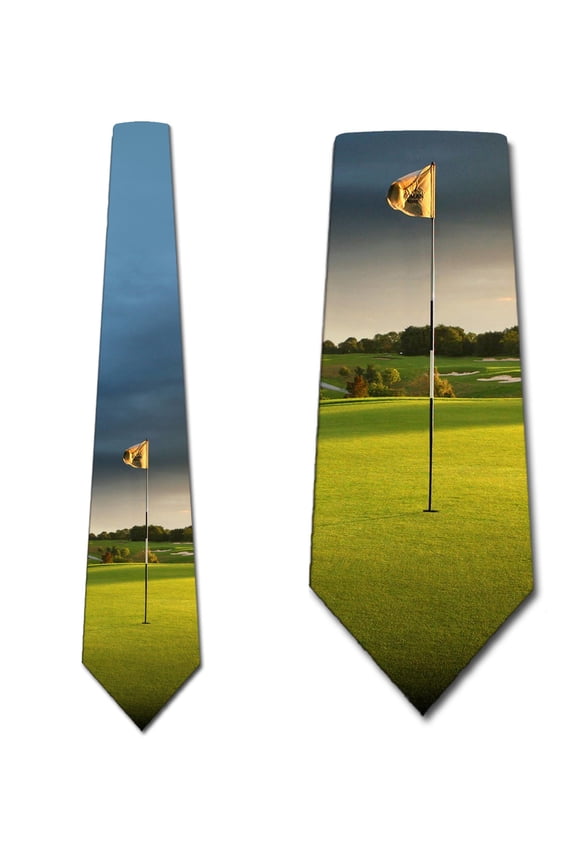 Golfing Ties Mens Golf Accessories Putting Green Necktie by Three Rooker