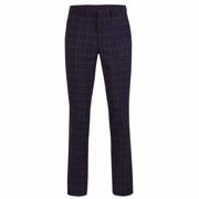 Golfino BACKSPIN TROUSERS SOFT CHECKS, Classic mens checked functional golf pants with excellent stretch qualities Navy 32/32 Small