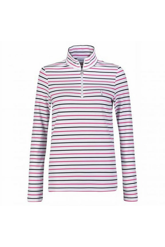 THE MELISSA GOLF TROYER (STRIPED DRY COMFORT) Striped long-sleeve ladies' Dry Comfort base layer, Performance Active Wear size 14 (extra large)