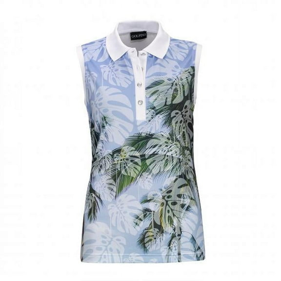 Golfino PALM BEACH PRINTED SLEEVELESS GOLF POLO- Dry Comfort Ladies' performance golf polo size 10 (medium large)