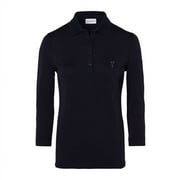 Golfino Sun Protection 3/4 Sleeve Golf Polo, Ladies performance golf polo with UV protection size 2 extra extra small