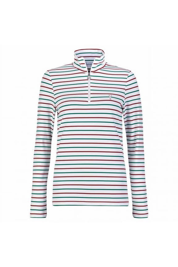 THE MELISSA GOLF TROYER (STRIPED DRY COMFORT) Striped long-sleeve ladies' Dry Comfort base layer, Performance Active Wear size 8 (medium)