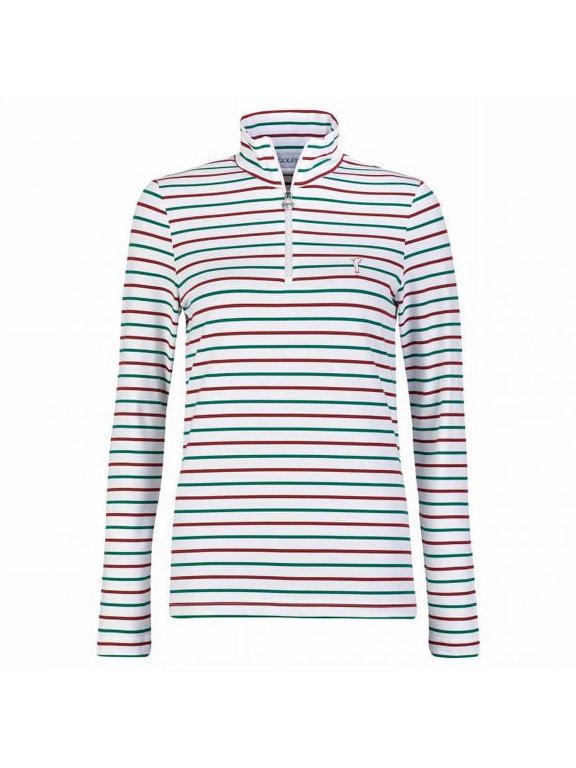 THE MELISSA GOLF TROYER (STRIPED DRY COMFORT) Striped long-sleeve ladies' Dry Comfort base layer, Performance Active Wear size 8 (medium)