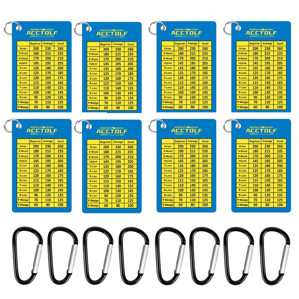Golfs Ranges Chart Golfs Club Distance Cards with Carabiner Clip for ...