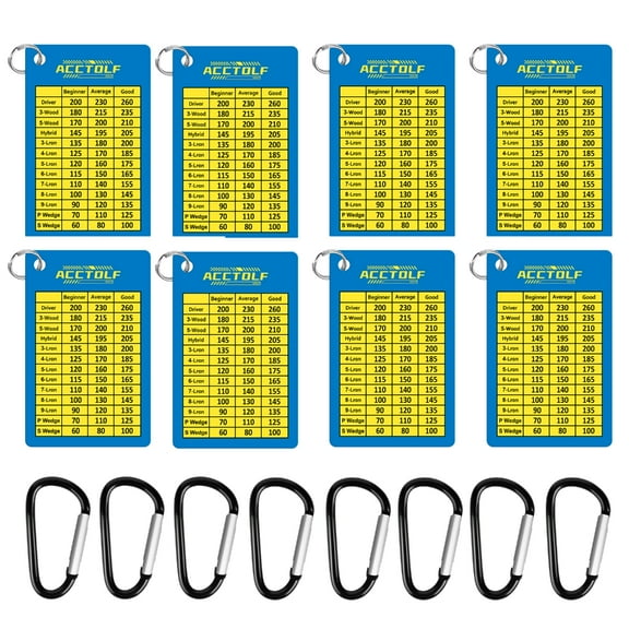 Golfs Ranges Chart Golfs Club Distance Cards with Carabiner Clip for Golfs Bag, Golfs Yardages Card for Golfers Beginner
