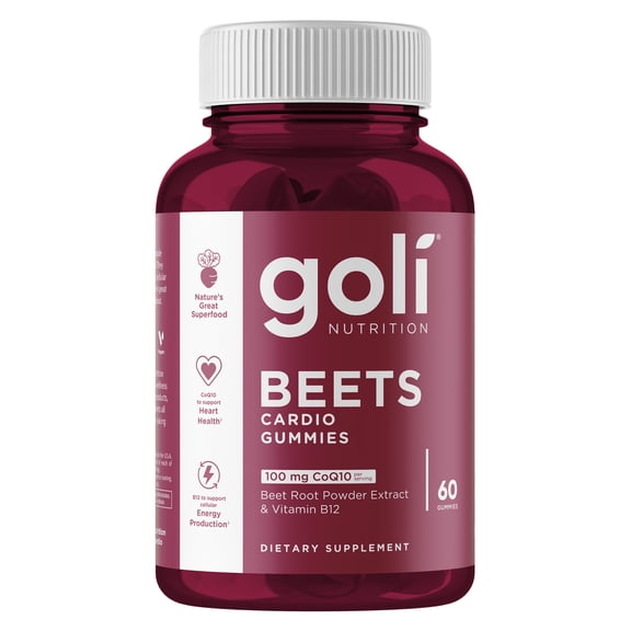 Goli Nutrition Beets Cardio Vegan Vitamin Gummies, 60 Count, With CoQ10 for Heart Health