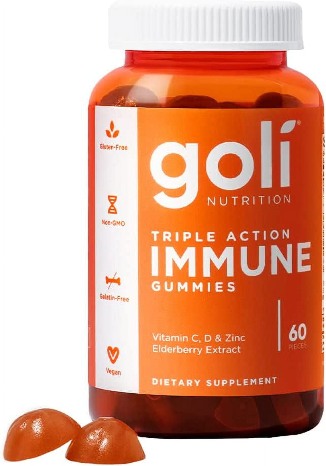 Goli Immune Vitamin Gummy 60 Count Elderberry, Vitamin C, D & Zinc
