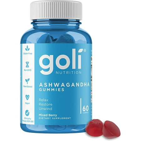 Goli Nutrition Ashwagandha Gummies, Mixed Berry Flavor, 60 Count, Stress Supplement