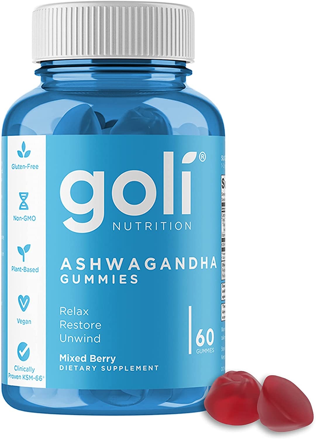 Goli Nutrition Ashwagandha Gummies, Mixed Berry Flavor, 60 Count, Stress Supplement - image 1 of 8