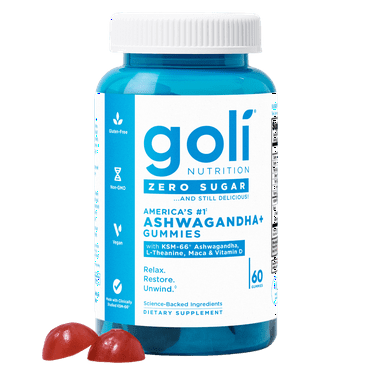 Goli Nutrition Ashwagandha Zero Sugar Vegan Gummies, 60 Count