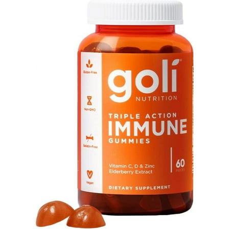 Goli Nutrition Triple Action Immune Gummies for Adult Energy and Immune Support, 60 Count