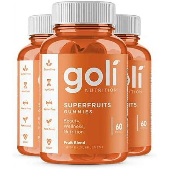 Goli Nutrition Superfruits Gummy, 60 Count, Fruit Blend Flavor (3-Pack)