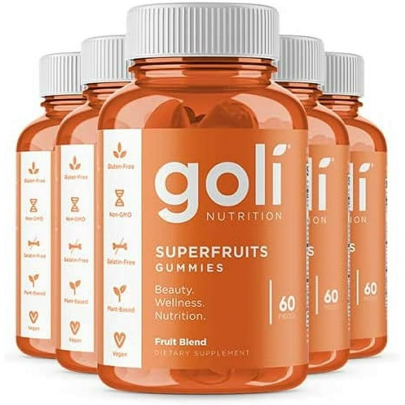 Goli Nutrition Superfruits Gummy, 60 Count, Fruit Blend Flavor (5-Pack)