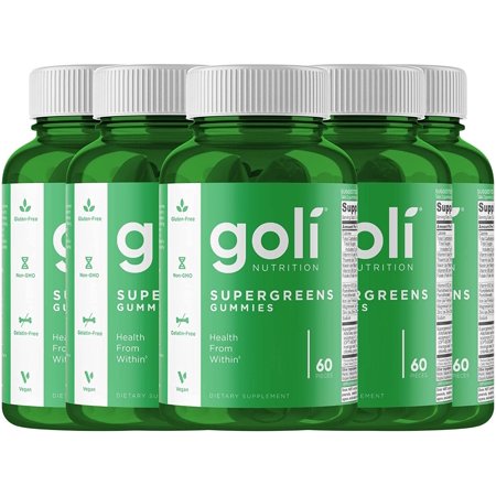 Goli Nutrition Supergreen Gummies, 60 Count, Fruit Blend Flavor (5-Pack)