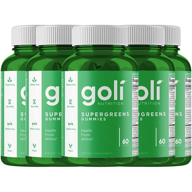 Goli Nutrition Supergreen Gummies, 60 Count, Fruit Blend, Vitamins B1