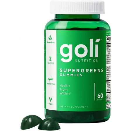Goli Nutrition Supergreens Gummies with Probiotic Blend for Digestive and Immune Support, 60 Count