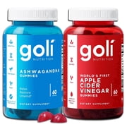Goli Power Wellness Duo 2 pack - Apple Cider Vinegar & Ashwagandha, Vitamin B12 & D, Vegan Non-GMO Gluten Free Adult Gummies, 120 gummies total