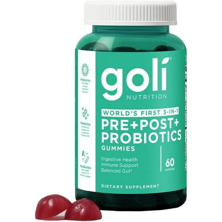 Goli Nutrition Pre+Post+ Probiotic Gummies, 60 Count