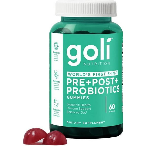 Goli Nutrition Pre+Post+ Probiotic Gummies, 60 Count