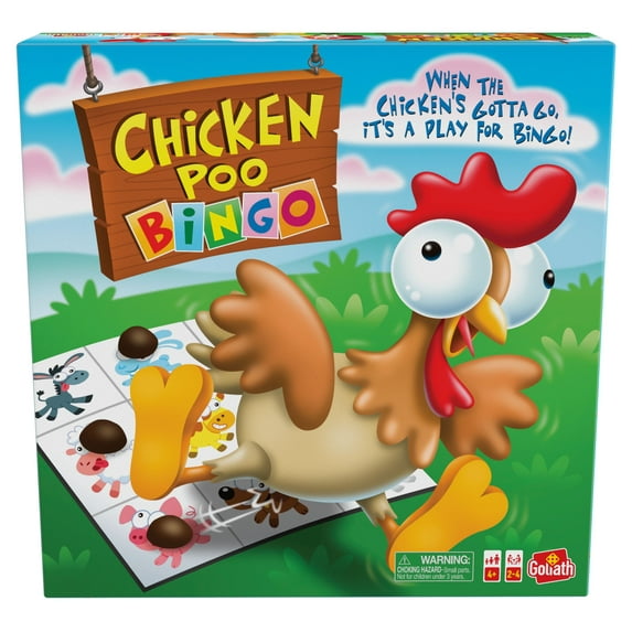 Goliath Chicken Poo Bingo Game - Wind-up Novelty Chicken Drops Poos on Bingo Game Board for Children Ages 4 and Up