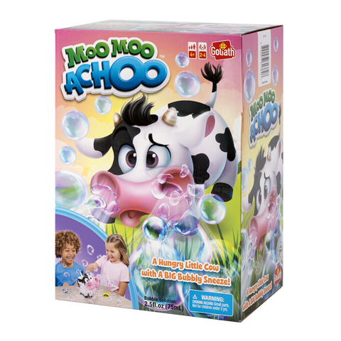 Goliath Moo Moo Achoo Game | Gather Clover Cards Before Moo Moo Sneezes Real Bubbles | 2-4 Players | Ages 4 and Up