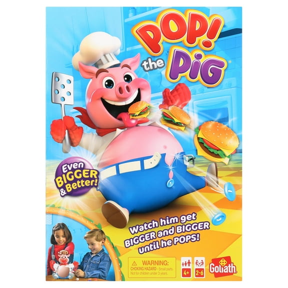 Goliath Pop the Pig Children's Game - Belly-Busting Fun, Feed Him Burgers, His Belly Grows
