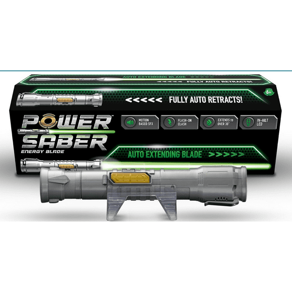 Goliath Power Saber Energy Blade Green First Ever Automatic Saber Auto Extending & Retracting Saber Extends 35" (90cm) Motion Based SFX Ages 6 and up