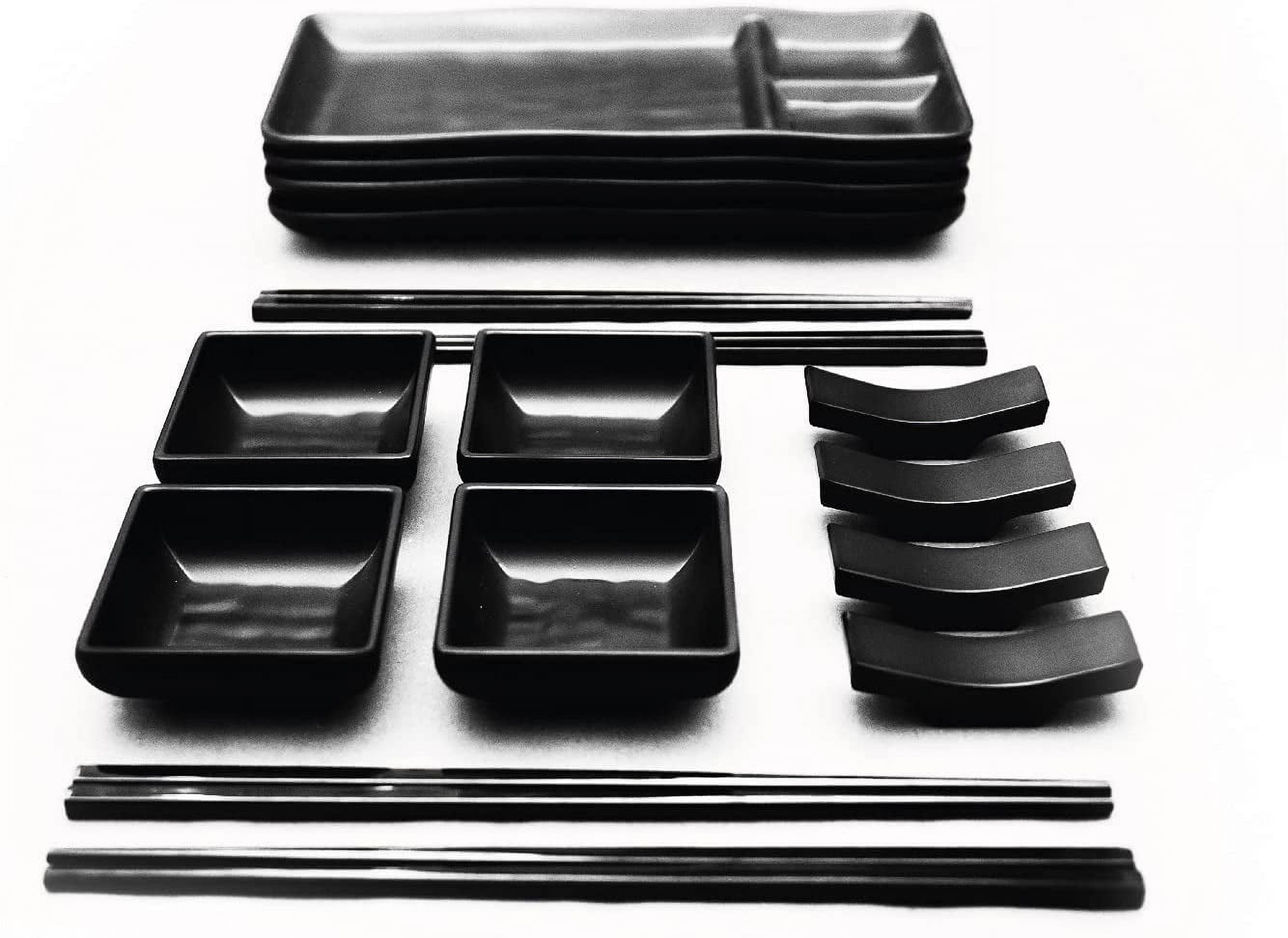 Goliber Sushi Dinnerware 16 Pieces - Sushi Plate Set - Includes 4