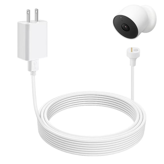 Golikin 2006 Upgrade 25ft Nest-Camera Power Cord And Adapter (5.2V/2A)- Power Cable Compatible with Google Nest Cam Outdoor or Indoor, Battery - 1 Pack (Nest Cam NOT Included)