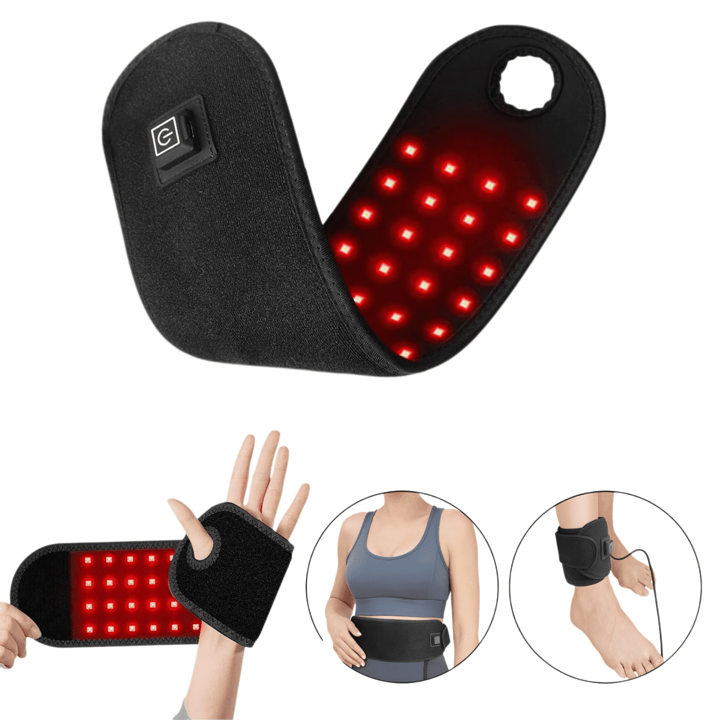 Golikin 2026 New 3 in 1 Wrist Heating Pad, Wrap for Carpal Tunnel, with Heat & Massage, with 48 LEDs, Wrist Brace & Hands Wrap Pad for Knee Ankle Foot Joint, Just 15 Minutes A Day(1pcs)