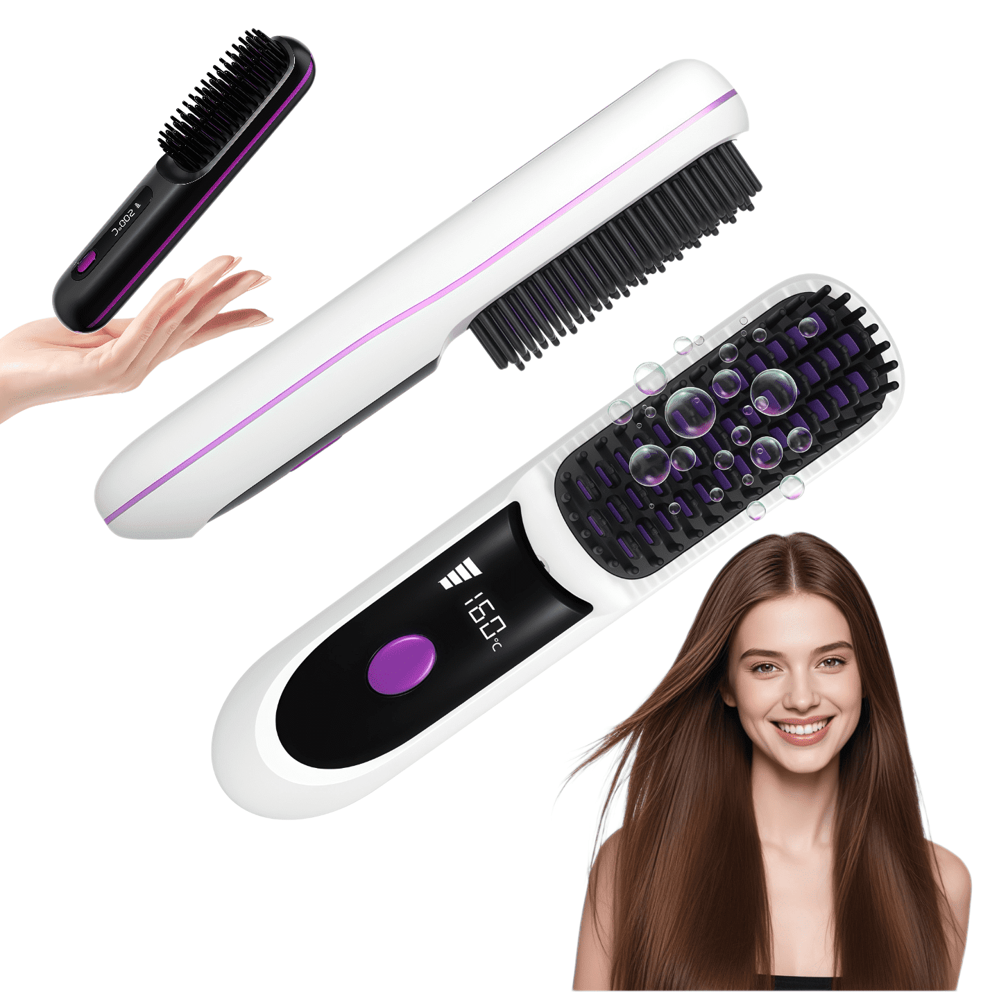 Golikin 2026 New Upgrade Go Brush Pro, Portable Straightener Brushs for ...