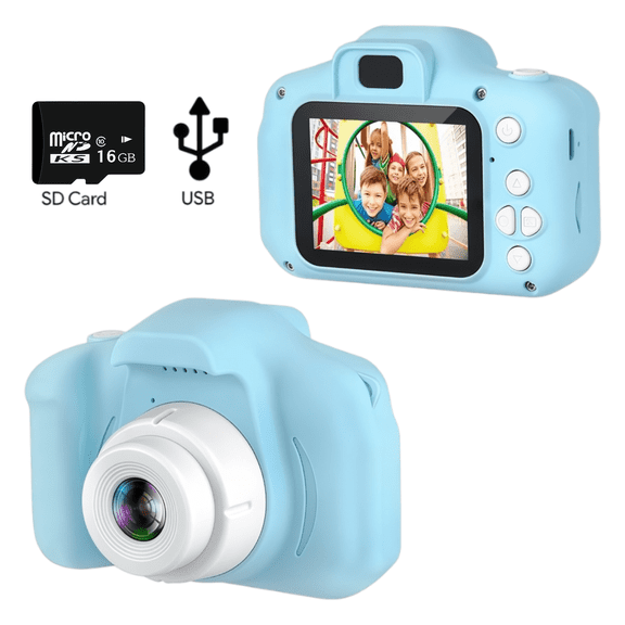 LHYXU Camera - 1080p Digital Camera with Soft Silicone Body and Hand Strap - 32GB SD Card Included (Blue)