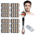 thumbnail image 1 of Golikin Men's Razor Blade Replacement Set With Free Handle - Ultra Sharp Stainless Steel Blades For Smooth Shaving, Ultra Sharp Stainless Steel Blades, For Face Head Body Shaving (48 PCS), 1 of 6