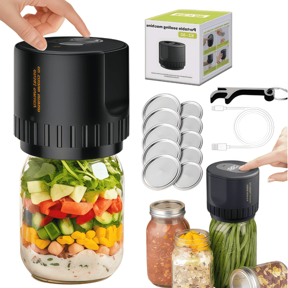 Golikin New Electric Mason Jar Vacuum Sealer Kit for Wide Mouth and Regular Mouth Mason Jars Perfect kitchen appliances(Black)