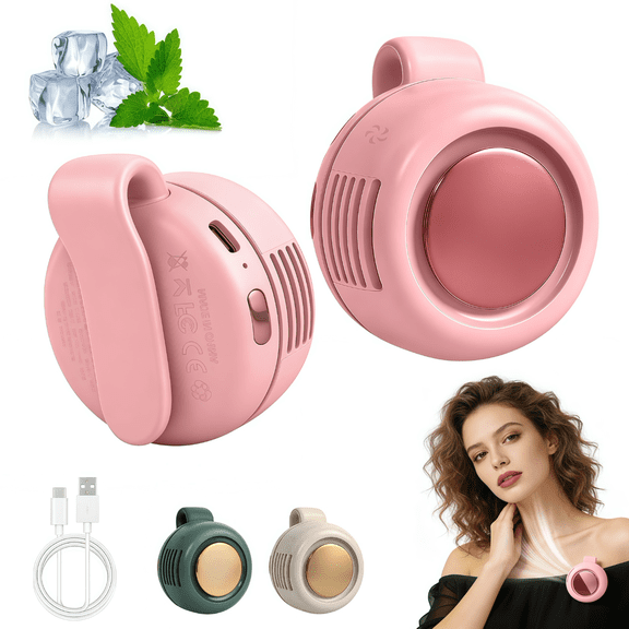 Golikin Portable Silent Mini Bladeless Clip On Fan,3 Speeds Clip-On Fans For Shirt,Small Clips Fanmini Whirlwind Fans For Waist Clips Suitable For Outdoor & Travel & Office (Pink)