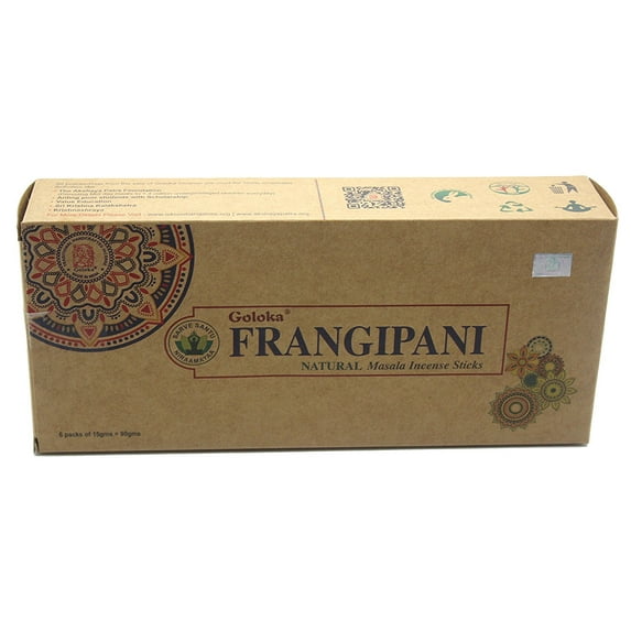 Goloka Organica Series - Frangipani - 6 Boxes of 15 Grams (90 Grams Total)