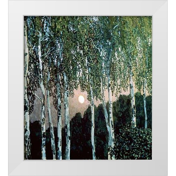 Golovin, Aleksandr Jakovlevic 15x16 White Modern Wood Framed Museum Art Print Titled - Birch Trees