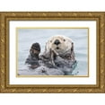 thumbnail image 1 of Golubenko, Roman 14x11 Gold Ornate Wood Framed with Double Matting Museum Art Print Titled - Yesterday I caught a fish thiiis big Otter Alaska, 1 of 4